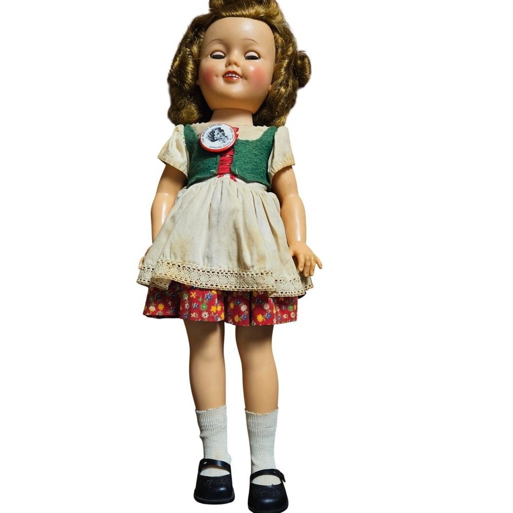 Vintage 1930s Shirley Temple Ideal Toy 17" Doll Sleep Eyes Original Pin Tag